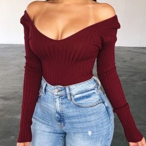 OOTDFash Kimmy Long Sleeve Bodysuit (Plum)